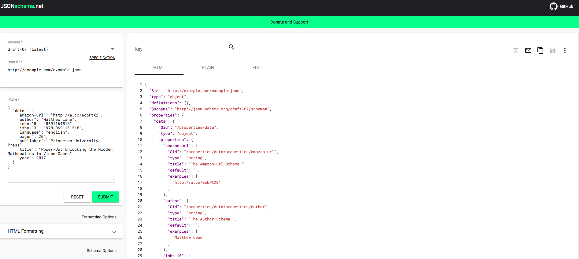 generating a json schema doc